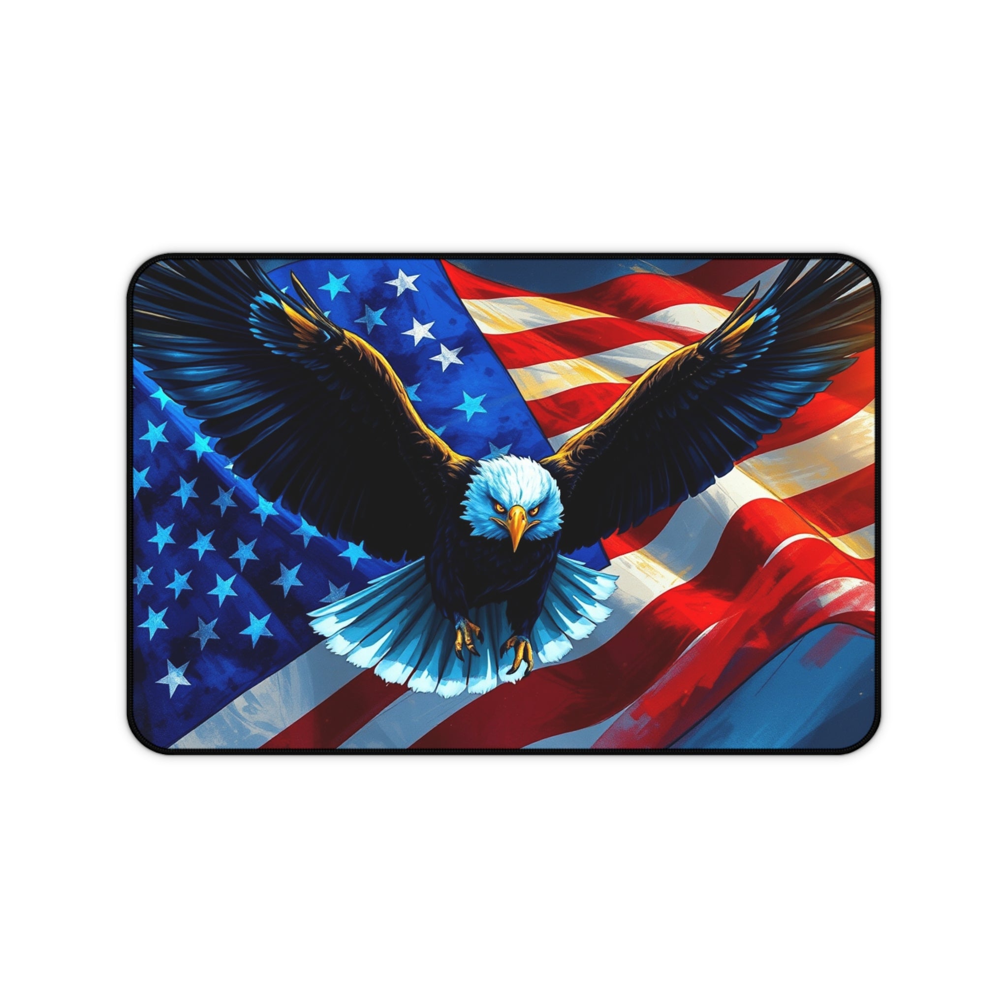 Patriotic Desk Mat with Eagle and American Flag, Premium Mouse Pad
