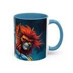 Galactic Cats Mug , Vibrant Ceramic Coffee Cup with Colorful Interior
