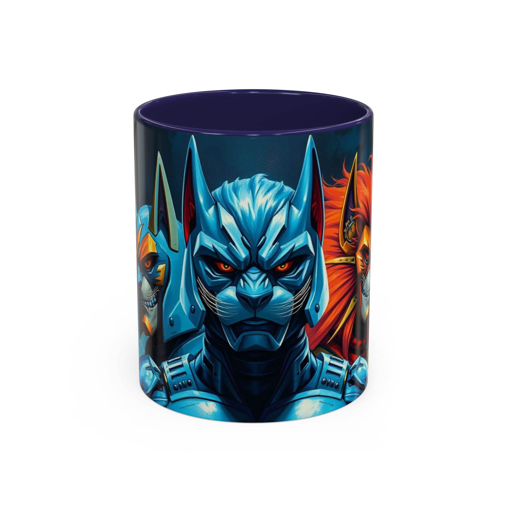 Galactic Cats Mug , Vibrant Ceramic Coffee Cup with Colorful Interior