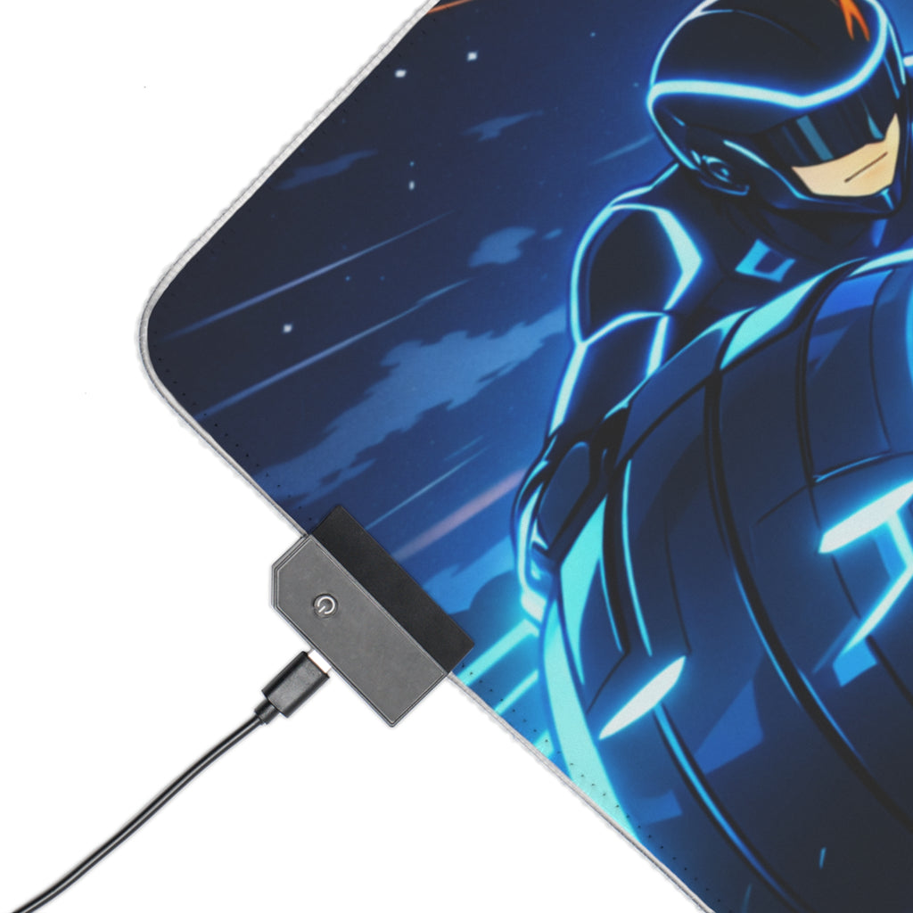 RGB LED Tron Anime Desk Mat, Gaming Mouse Pad