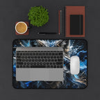 Mystic Blue Wolf Mouse Pad — Large Animal Print Desk Mat