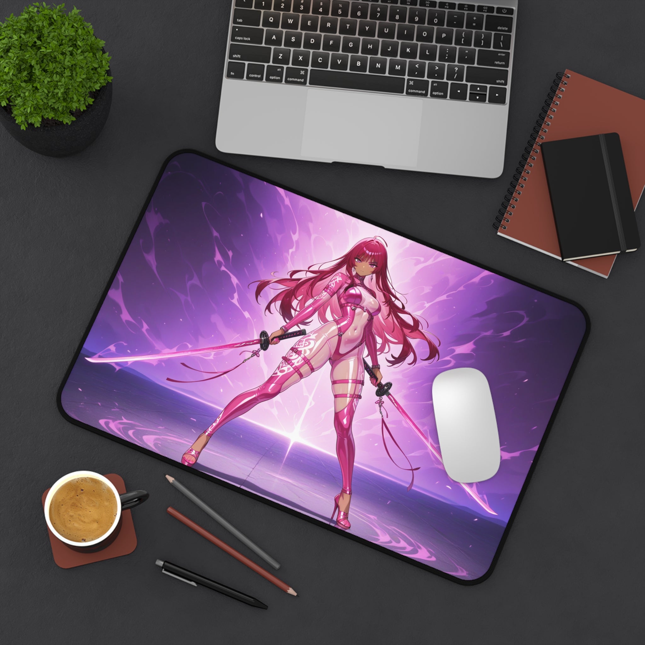 Anime Waifu Warrior Desk Mat, Gaming Mouse Pad