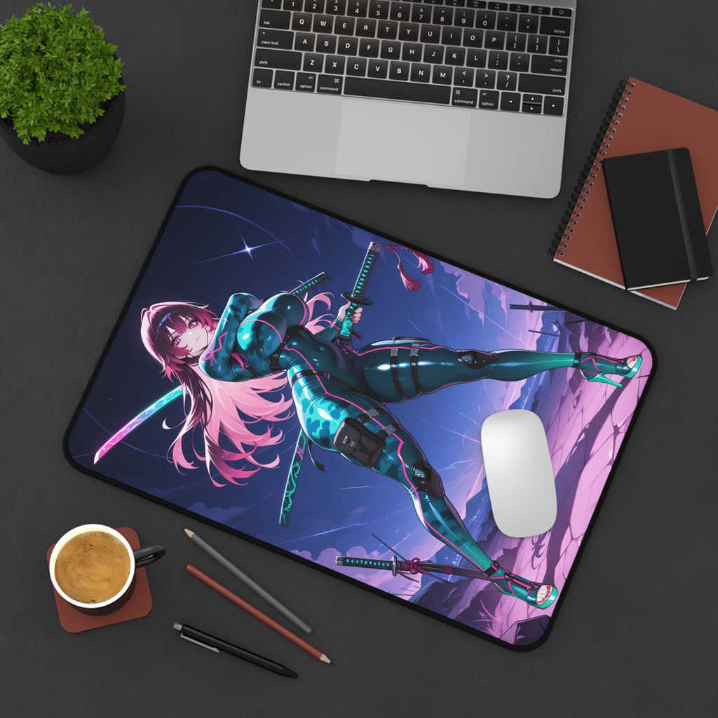 Astra Kurogane Neon Samurai Gaming Desk Mat