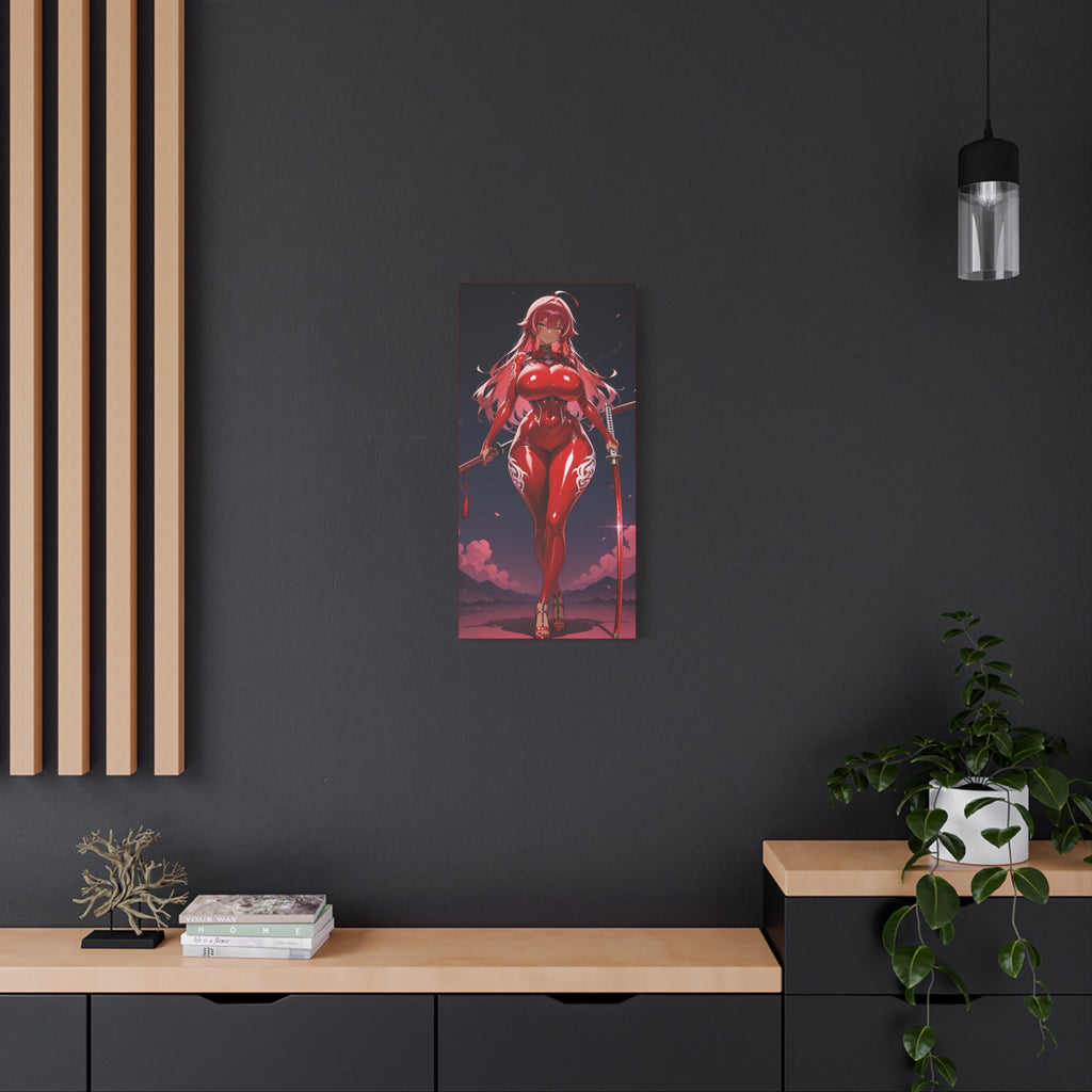 Anime Girl Swordswoman Matte Canvas Print (Stretched)