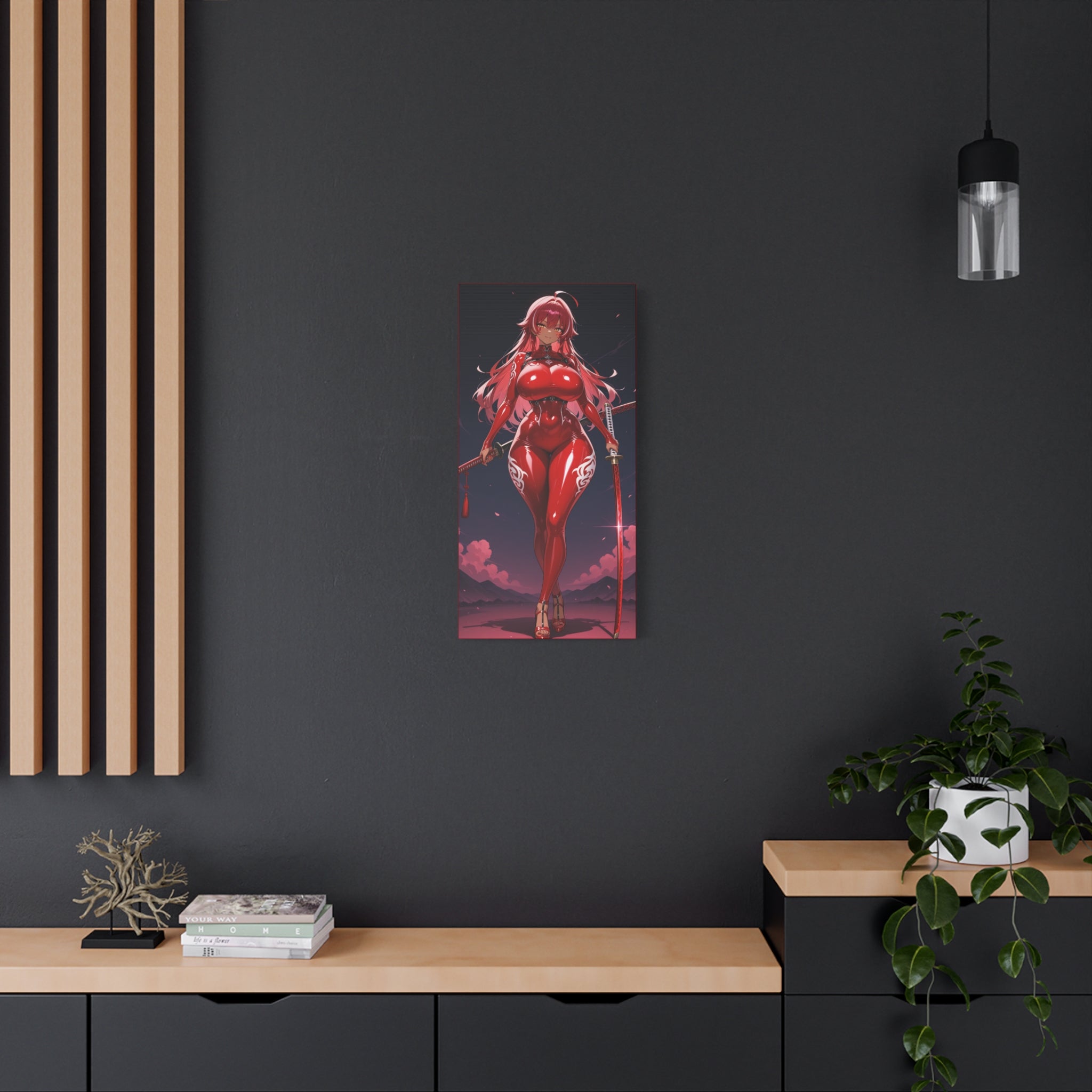 Anime Girl Swordswoman Matte Canvas Print (Stretched)