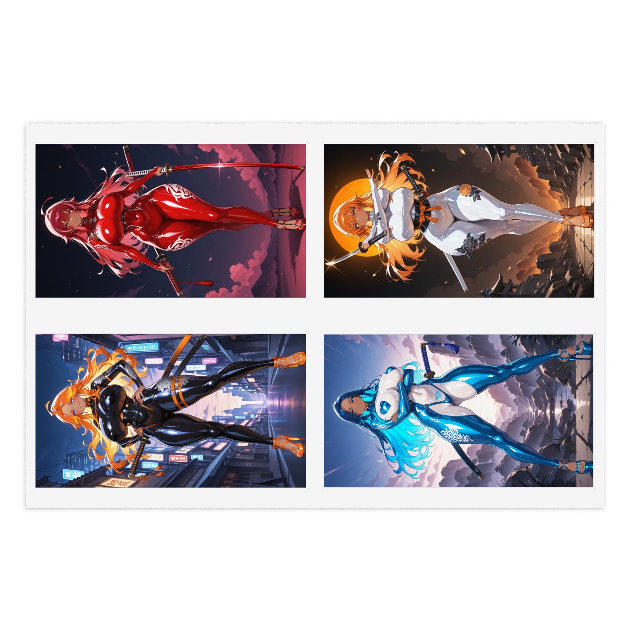 Anime Waifu Sticker Pack, Anime Stickers in White and Transparent Vinyl Decals
