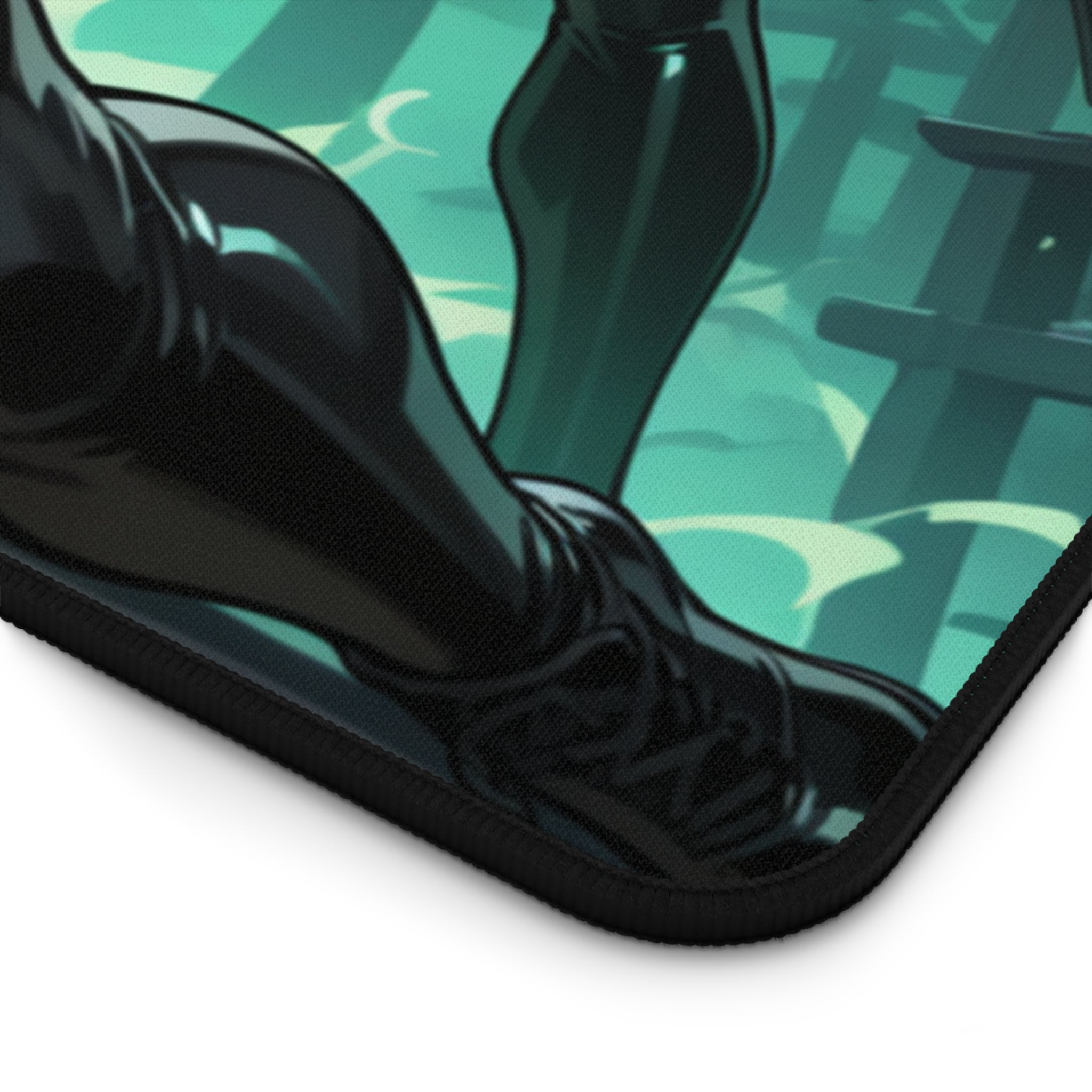 Anime Warrior Desk Mat — Muscular Swordsman Gaming Mouse Pad