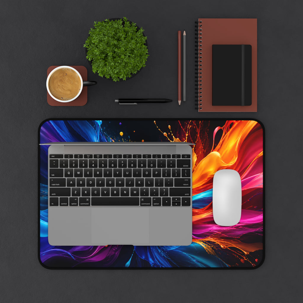 Abstract Color Splash Desk Mat — Vibrant Gaming & Office Mouse Pad