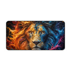 Lion Fire & Water Mouse Pad — Vibrant Animal Print Desk Mat