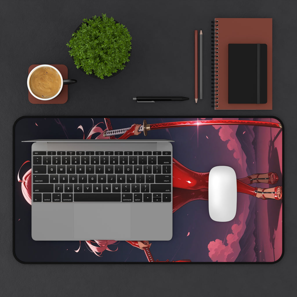 Anime Girl Warrior Mouse Pad, Unique Gaming Desk Mat