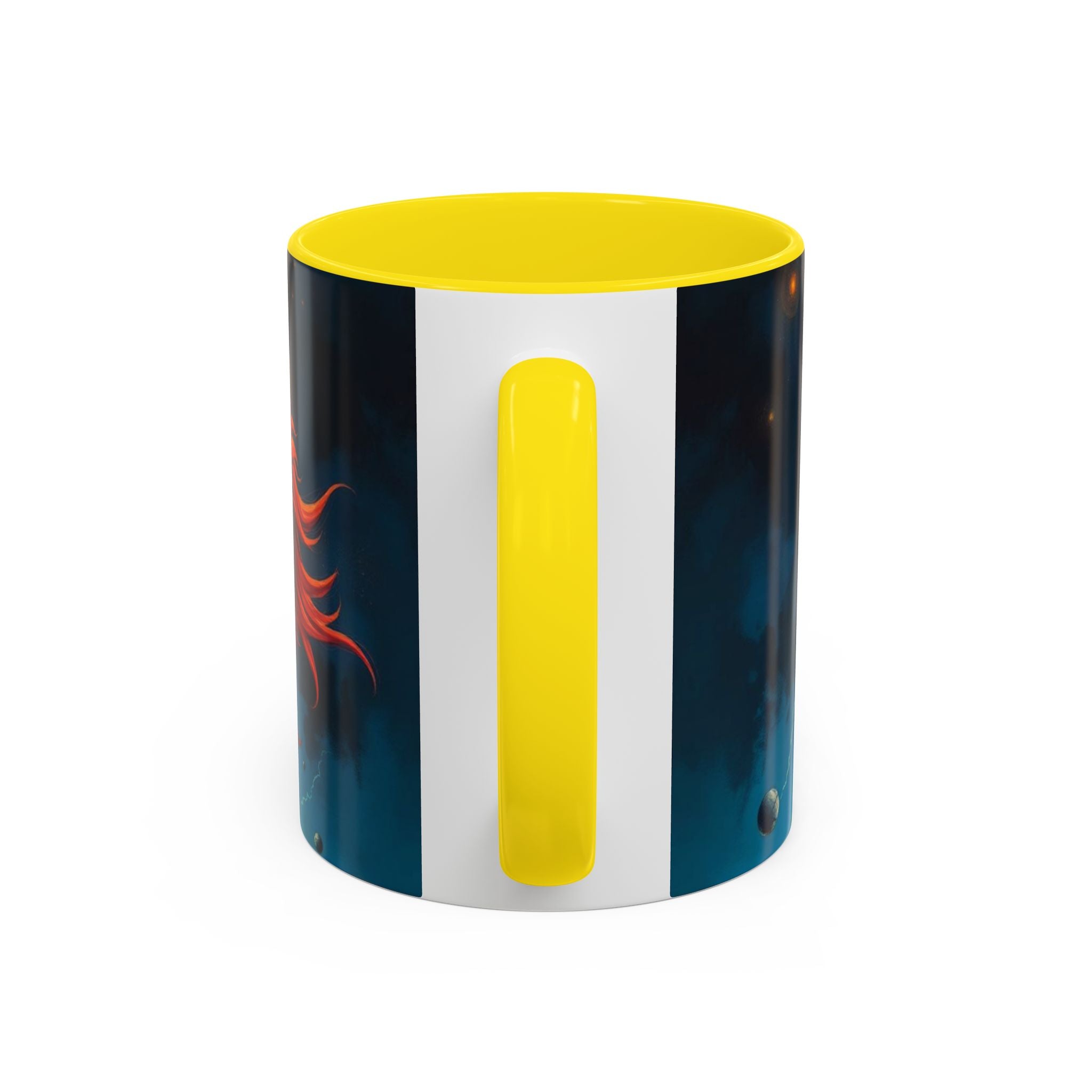 Galactic Cats Mug , Vibrant Ceramic Coffee Cup with Colorful Interior