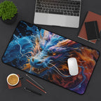 Fiery Blue Dragon Desk Mat — Fantasy Gaming Mouse Pad