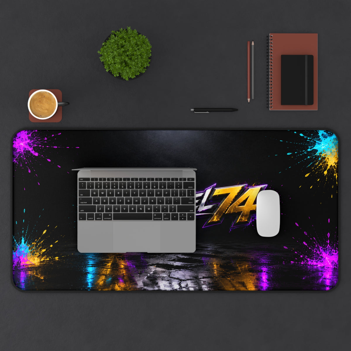 Rebel74 Neon Gaming Desk Mat & Mouse Pad