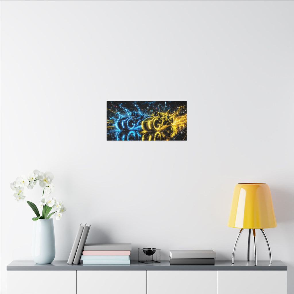 Tron Lightcycles Matte Canvas Print — Tron Futuristic Wall Art