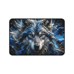 Mystic Blue Wolf Mouse Pad — Large Animal Print Desk Mat