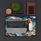 Nordic Warrior Anime Gaming Mouse Pad - Viking Shieldmaiden & White Tigers Desk Mat