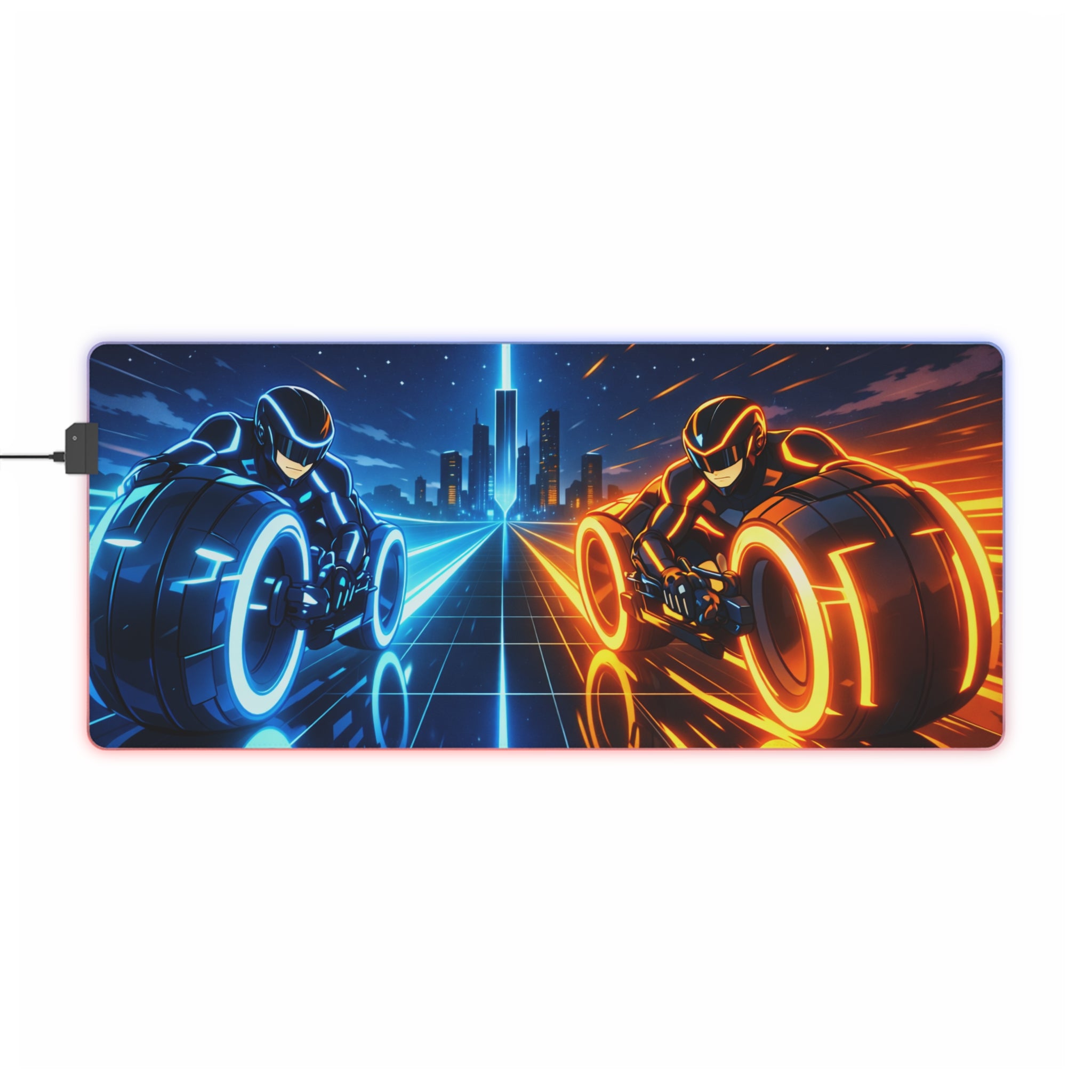 RGB LED Tron Anime Desk Mat, Gaming Mouse Pad