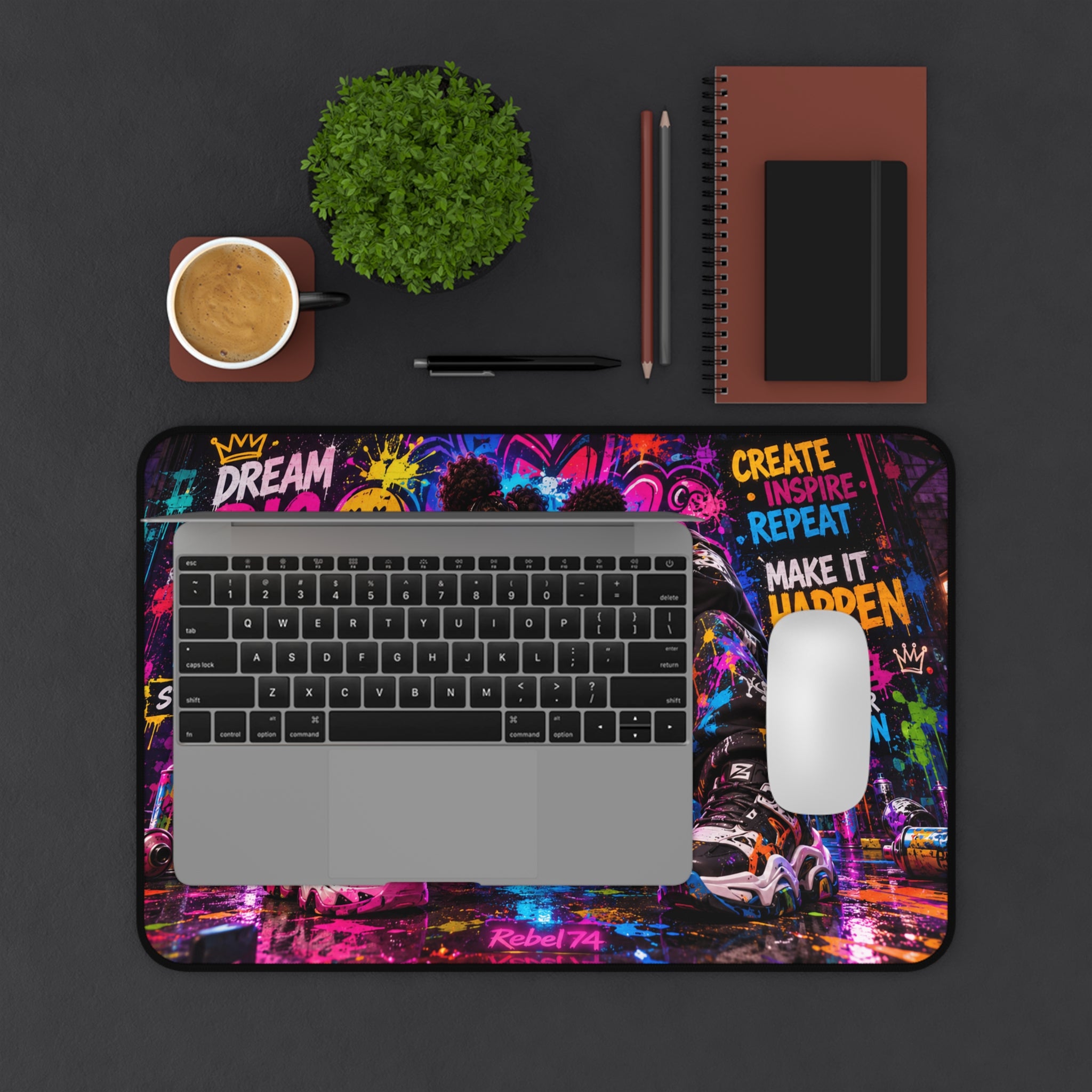 Motivational Urban Graffiti Desk Mat — 'Dream Big' Inspirational Gaming Mouse Pad