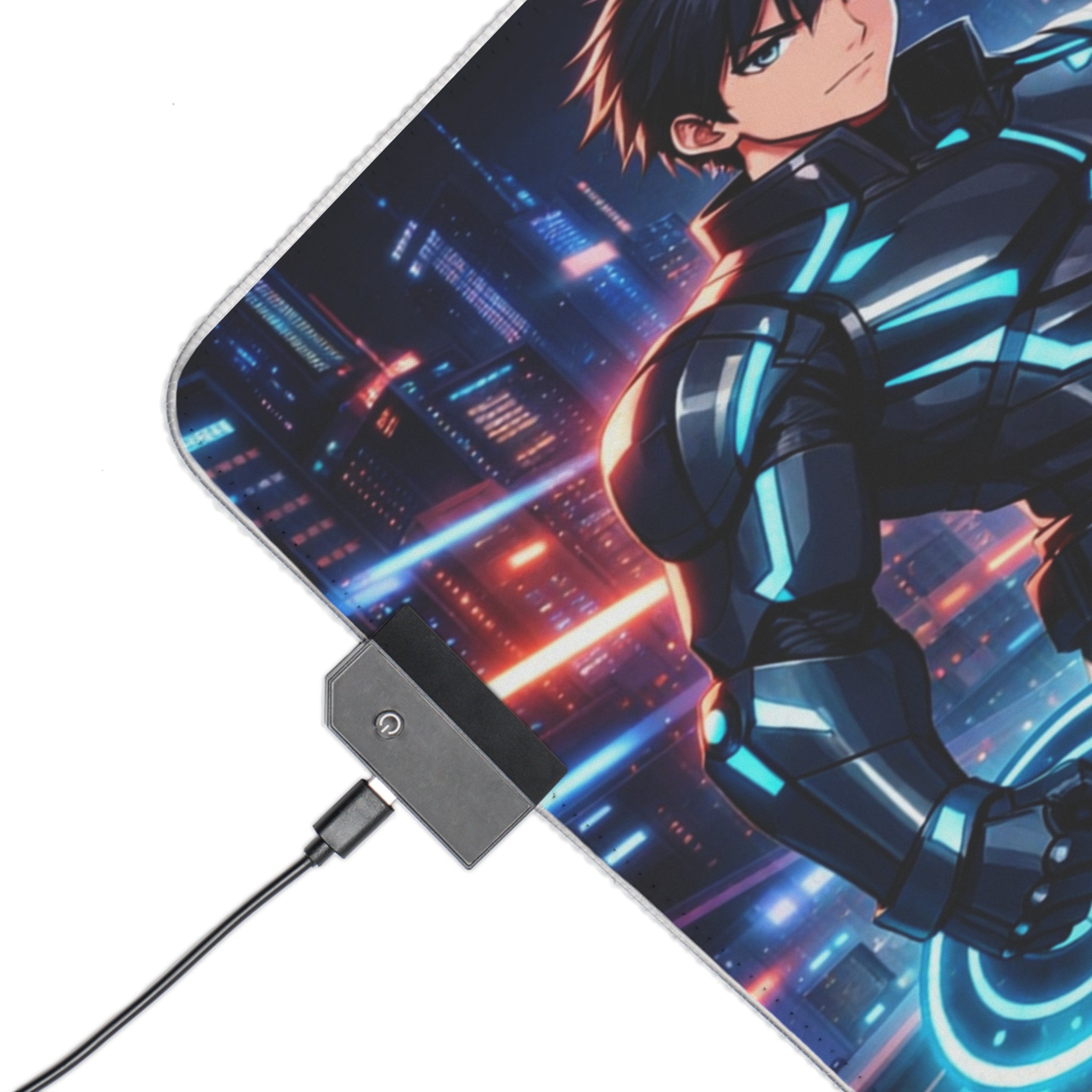 RGB LED Tron Anime Desk Mat, Gaming Mouse Pad