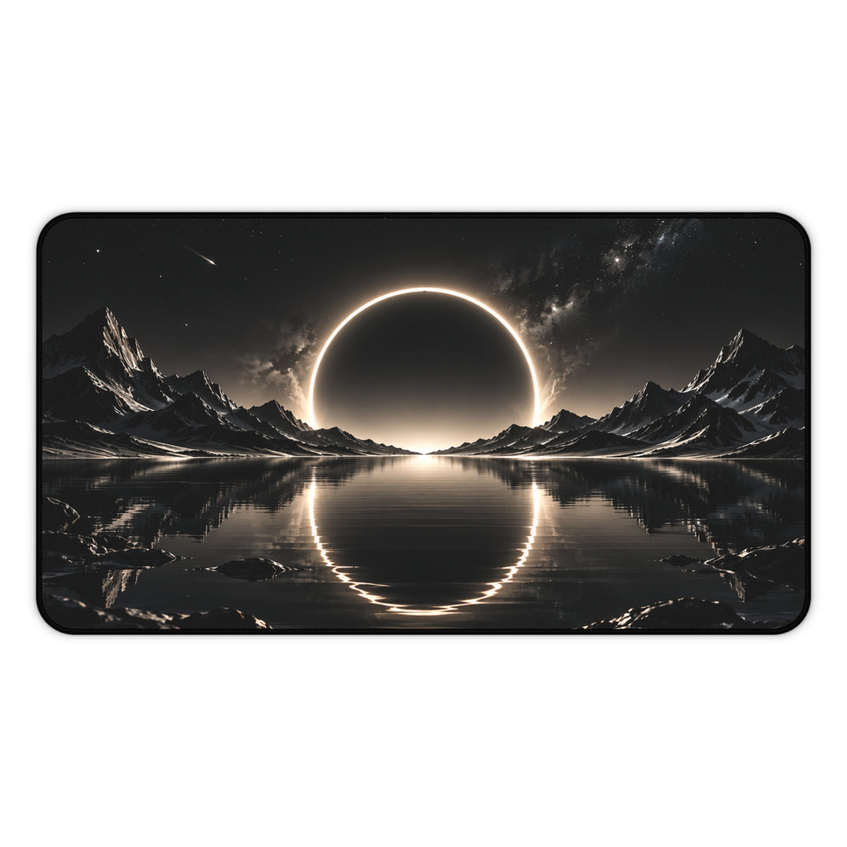 Cosmic Eclipse Mirror Lake Desk Mat & Mouse Pad