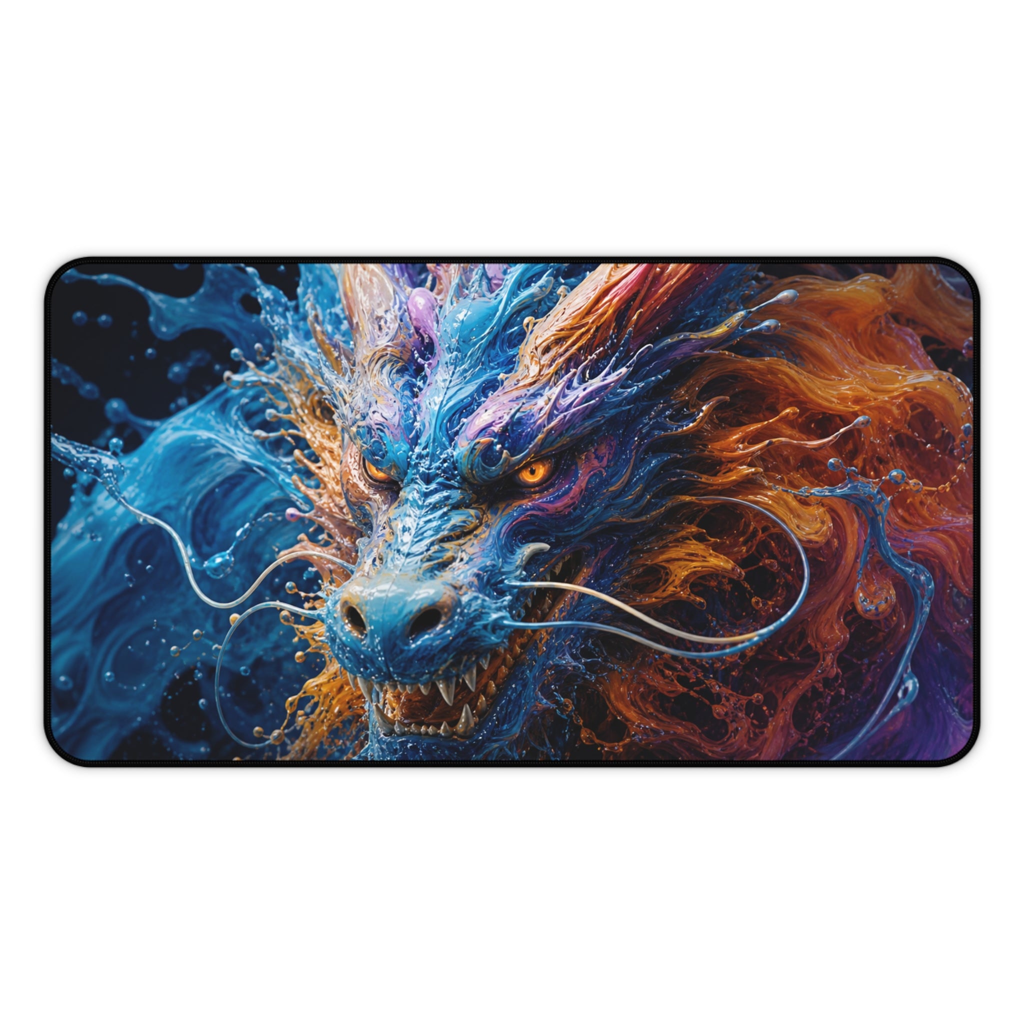 Fiery Blue Dragon Desk Mat — Fantasy Gaming Mouse Pad