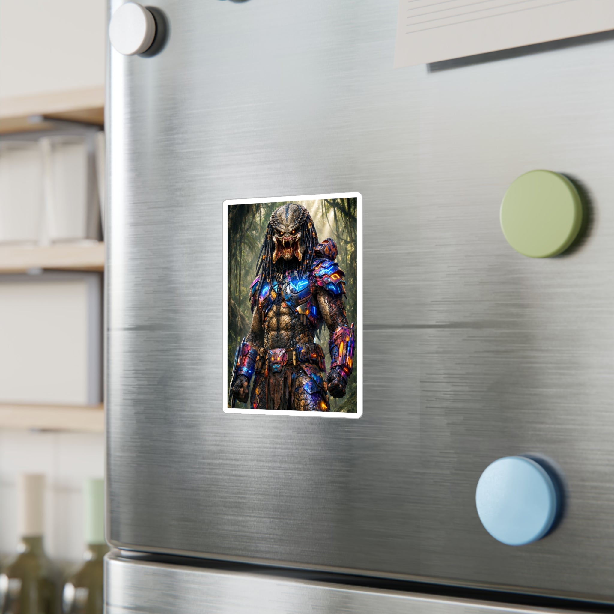 Predator Warrior Vinyl Sticker — Sci‑Fi Tribal Alien Kiss‑Cut Decal