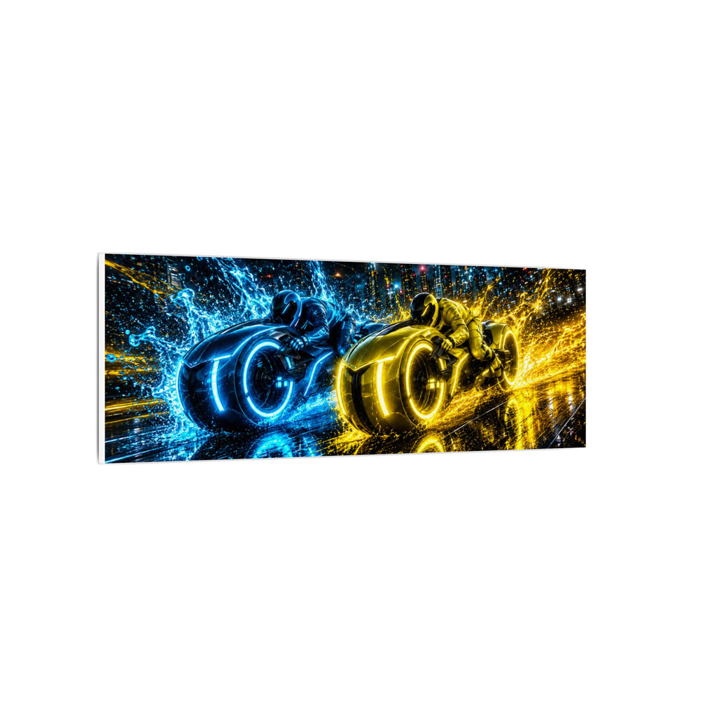 Tron Lightcycles Matte Canvas Print — Tron Futuristic Wall Art