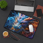 Fiery Blue Dragon Desk Mat — Fantasy Gaming Mouse Pad