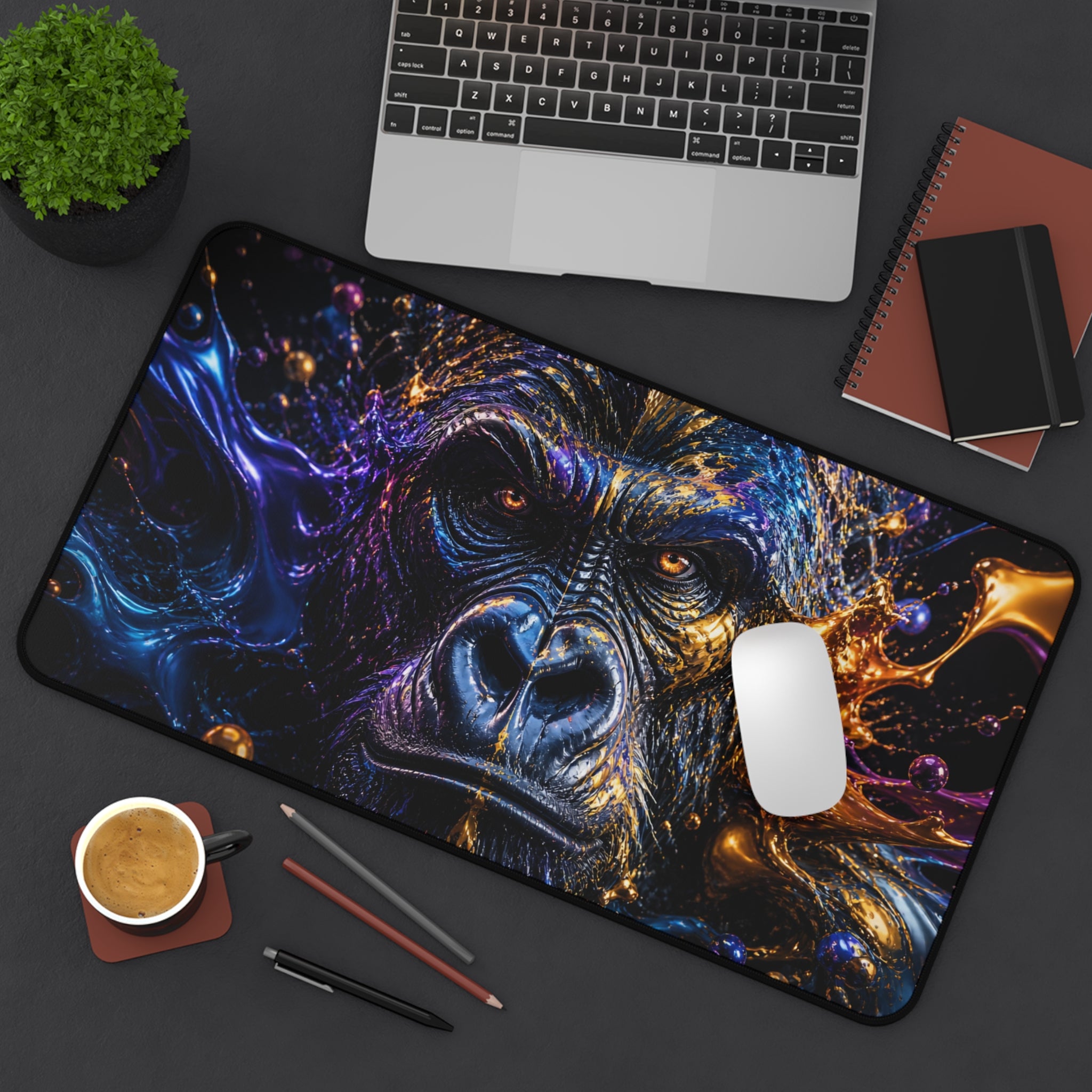 Gorilla Nebula Desk Mat — Cosmic Ape Gaming Mouse Pad