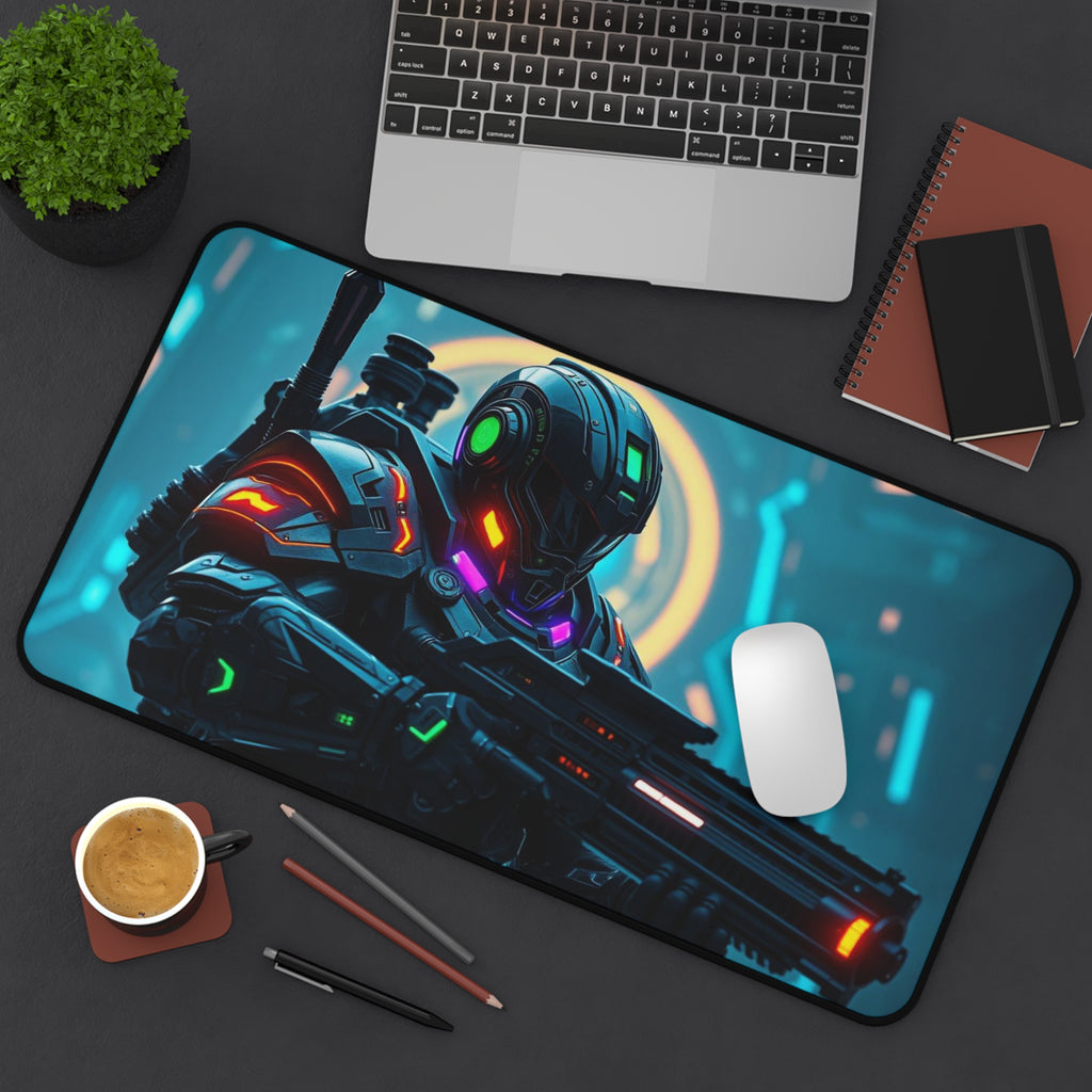 Futuristic Warrior Gaming Desk Mat, Premium Mouse Pad