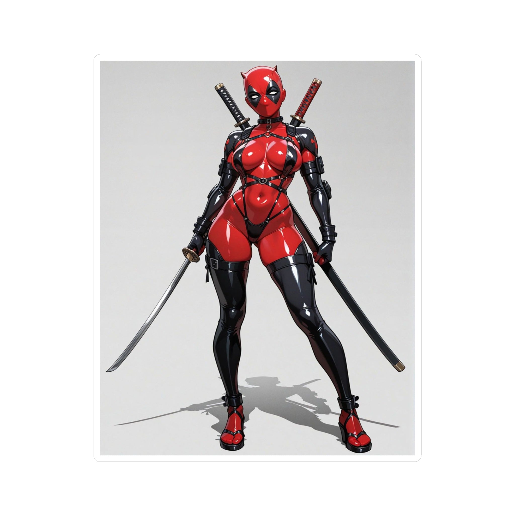 Anime Lady DeadPool Vinyl Sticker - Female Swordswoman Kiss-Cut Decal