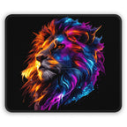 Neon Lion Gaming Mouse Pad — Vibrant RGB Art Desk Mat for Gamers