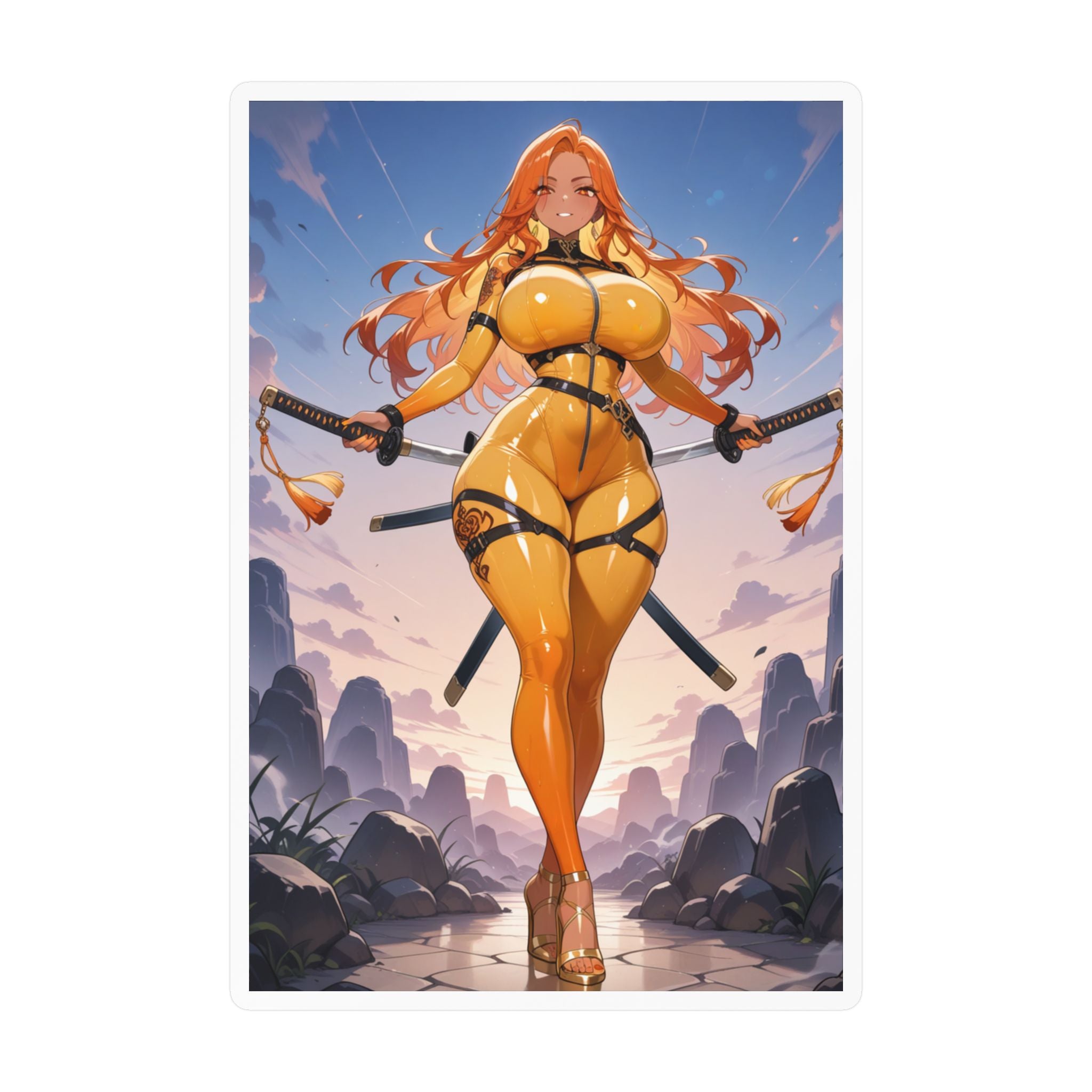 Anime Girl Warrior Vinyl Sticker | Katana Waifu