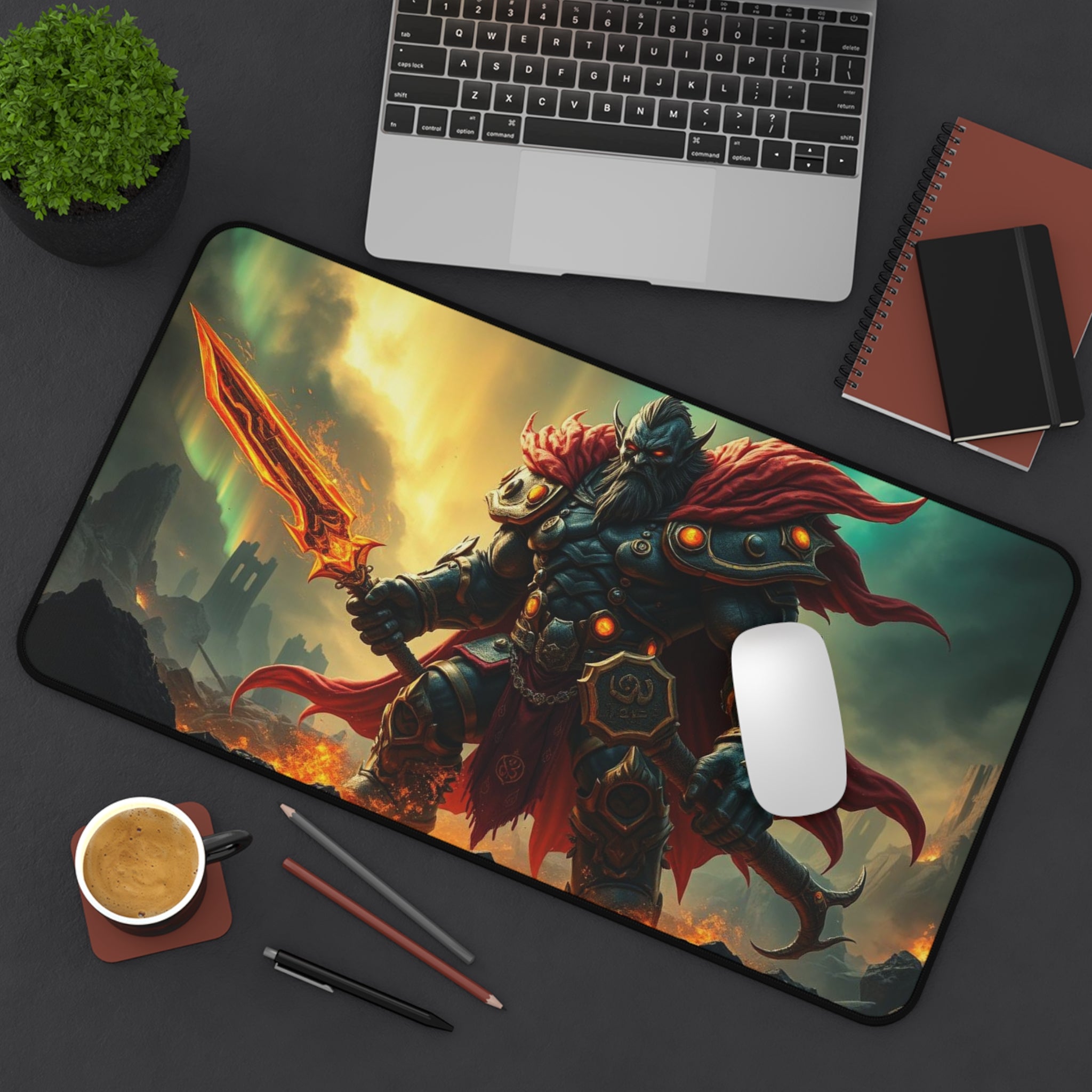 Epic Warrior Desk Mat Aethron, Non-Slip Neoprene Gaming & Work Surface with Vibrant Colors