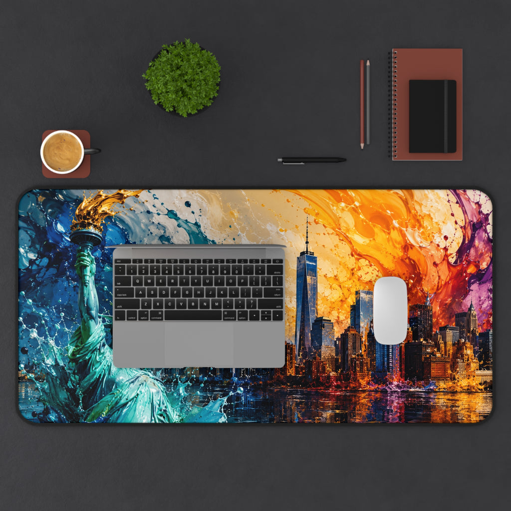 New York City Skyline Splash Desk Mat — Colorful NYC Mouse Pad