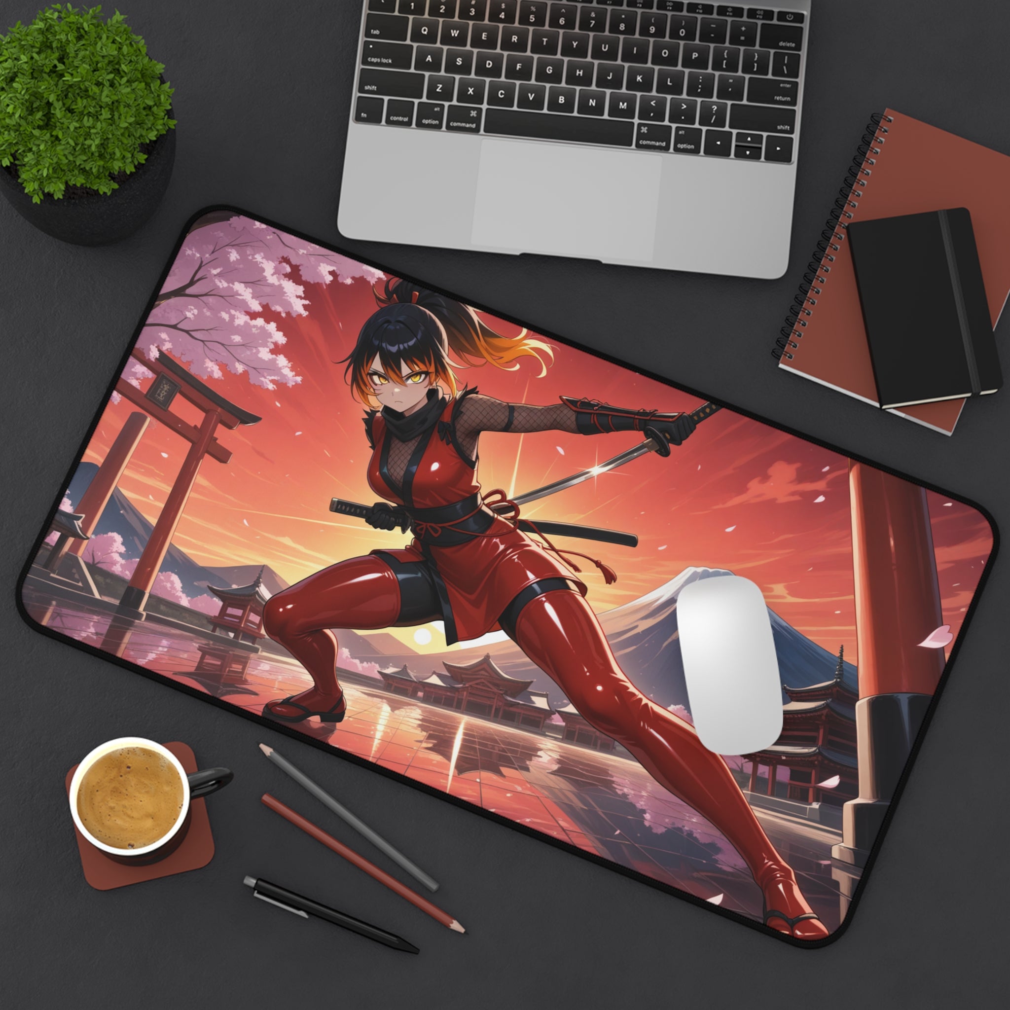 Anime Ninja Warrior Desk Mat, Anime Gaming Mouse Pad for Gamers & Otaku