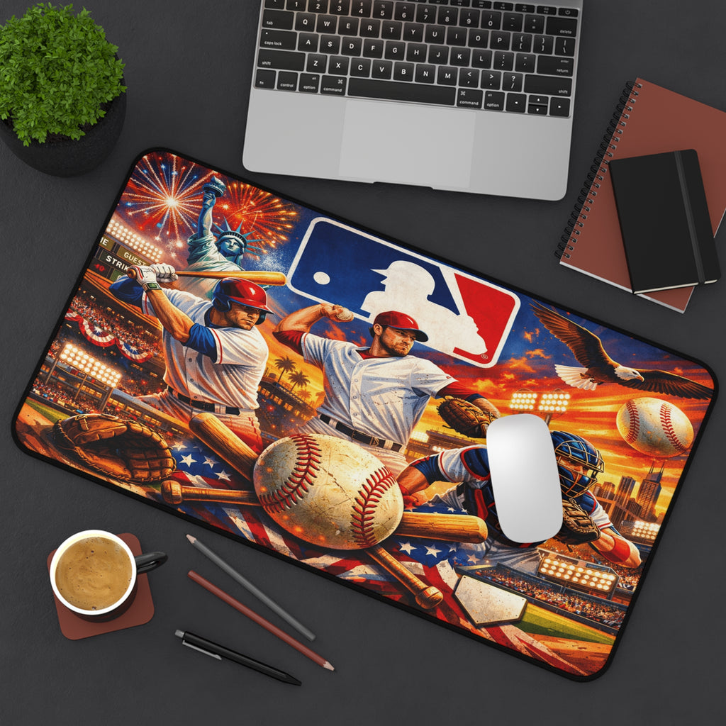 Baseball Desk Mat & Gaming Mouse Pad, MLB Inspired Non-Slip Neoprene Desk Pad Gift