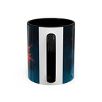 Galactic Cats Mug , Vibrant Ceramic Coffee Cup with Colorful Interior