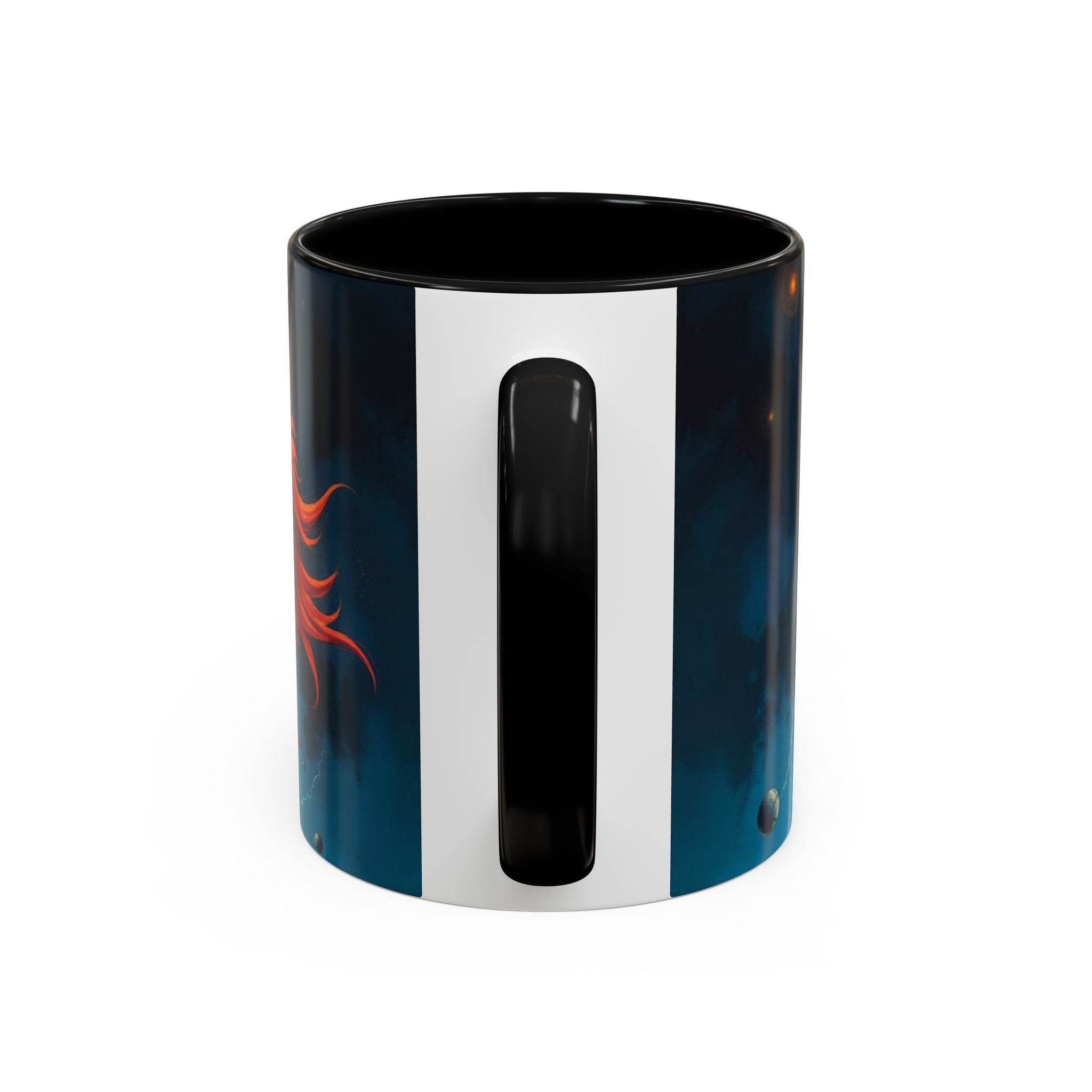 Galactic Cats Mug , Vibrant Ceramic Coffee Cup with Colorful Interior