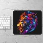 Neon Lion Gaming Mouse Pad — Vibrant RGB Art Desk Mat for Gamers