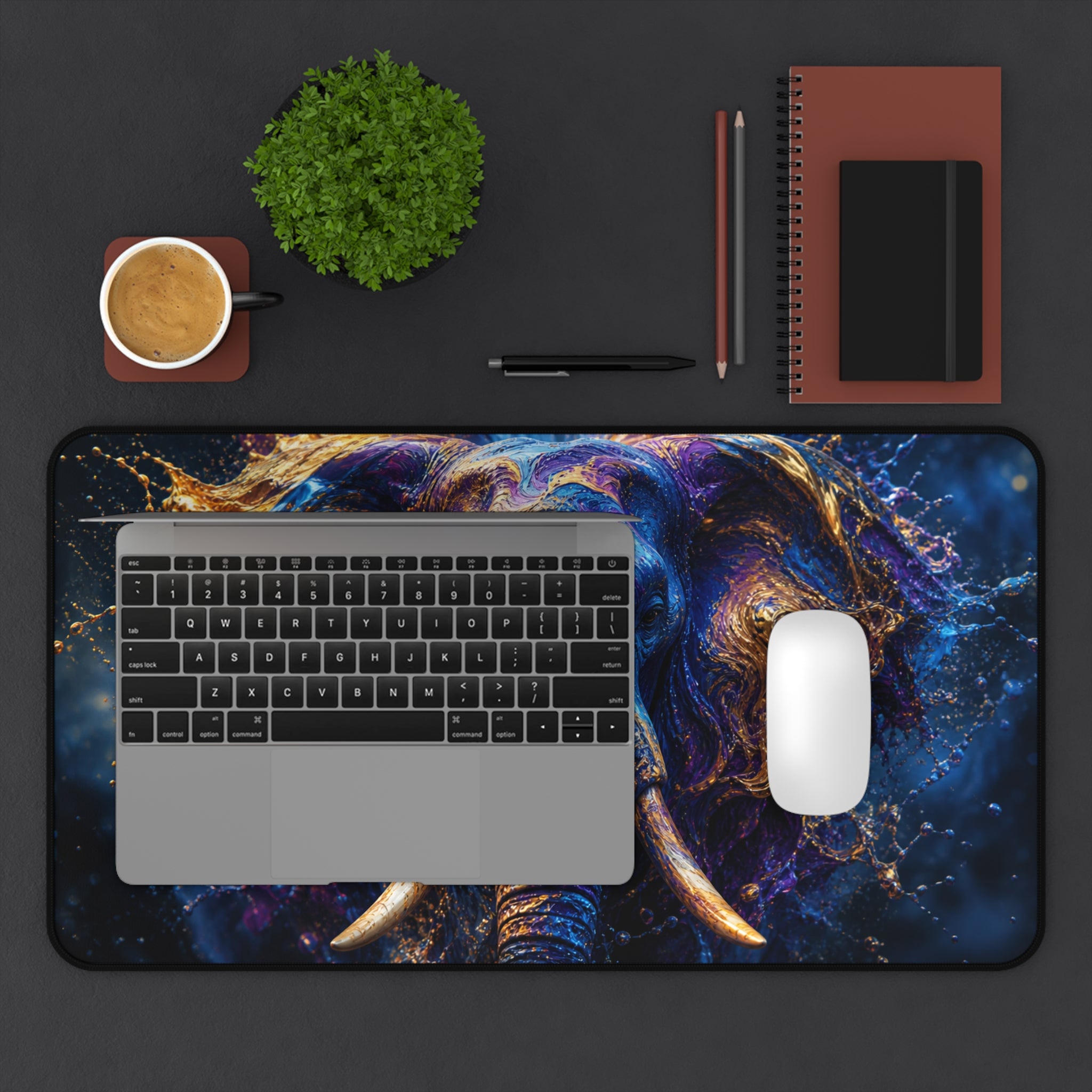 Vibrant Elephant Mouse Pad — Large Animal Print Desk Mat for Home Office
