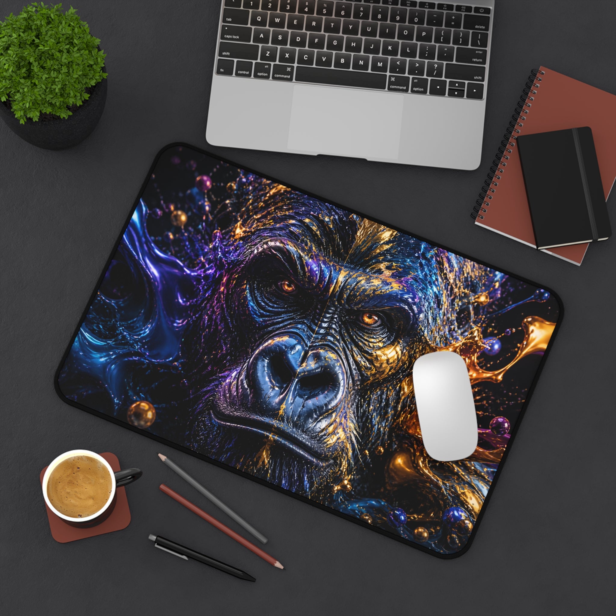 Gorilla Nebula Desk Mat — Cosmic Ape Gaming Mouse Pad