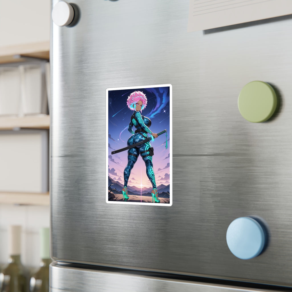Anime Girl Warrior Vinyl Sticker - Female Swordswoman Kiss-Cut Decal