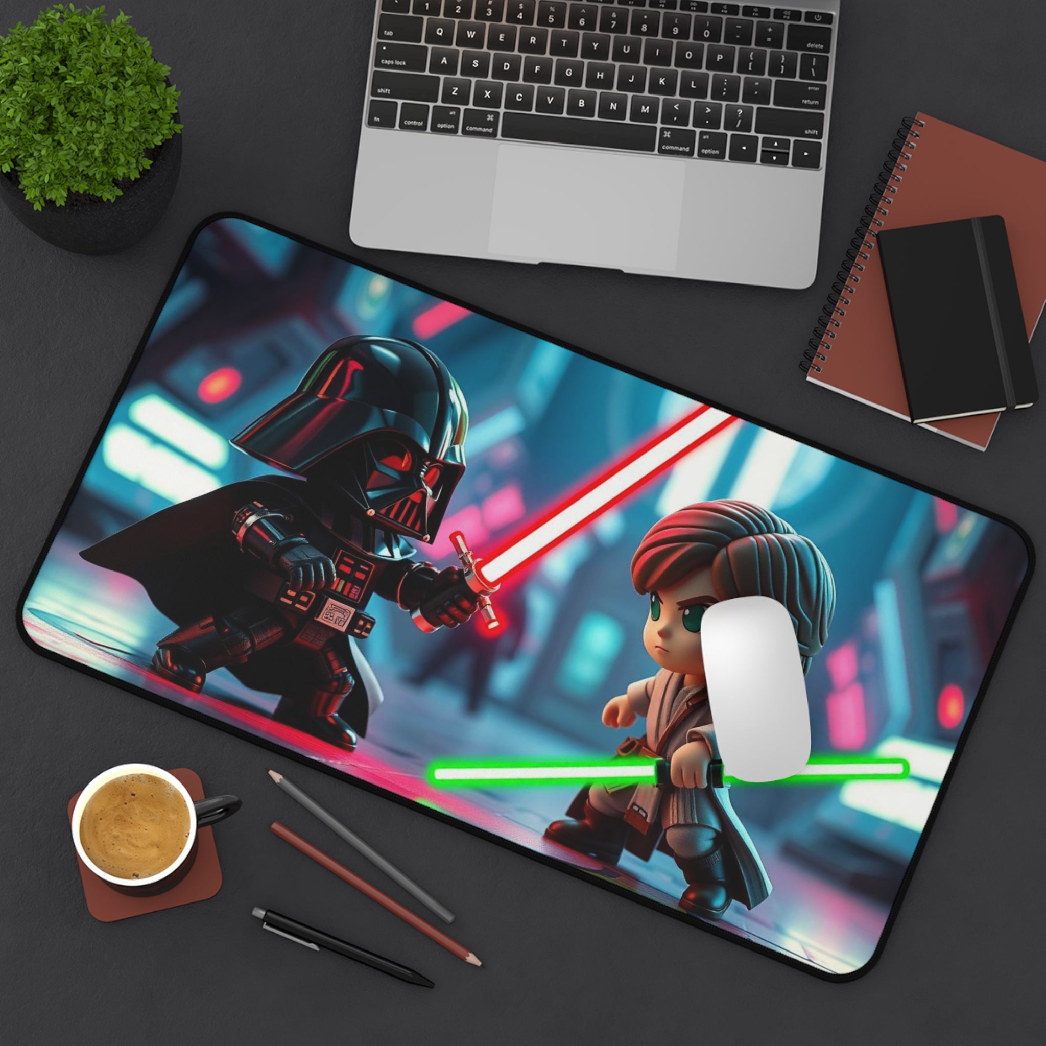 Chibi Darth Vader vs. Chibi Luke Skywalker Desk Mat, Epic Star Wars Mouse Pad