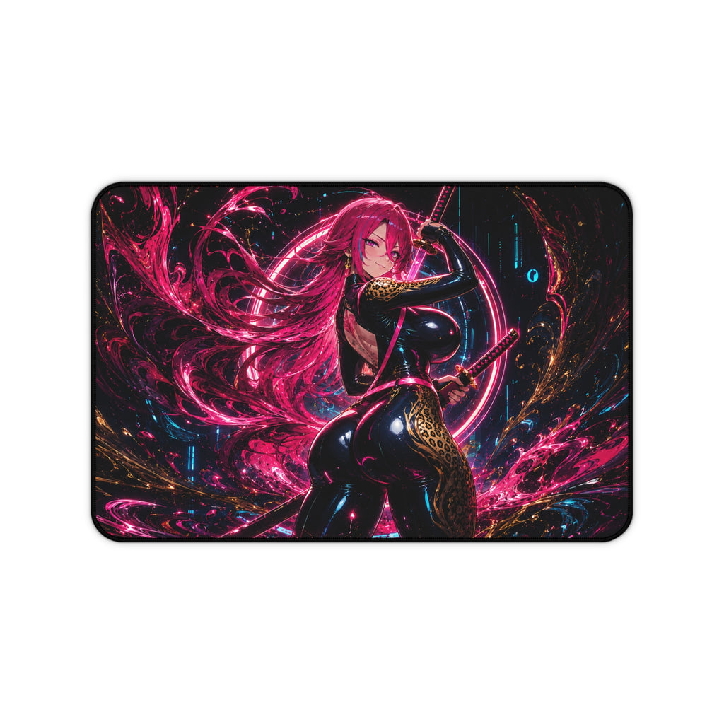 Kaelira Neon Samurai Anime Gaming Desk Mat