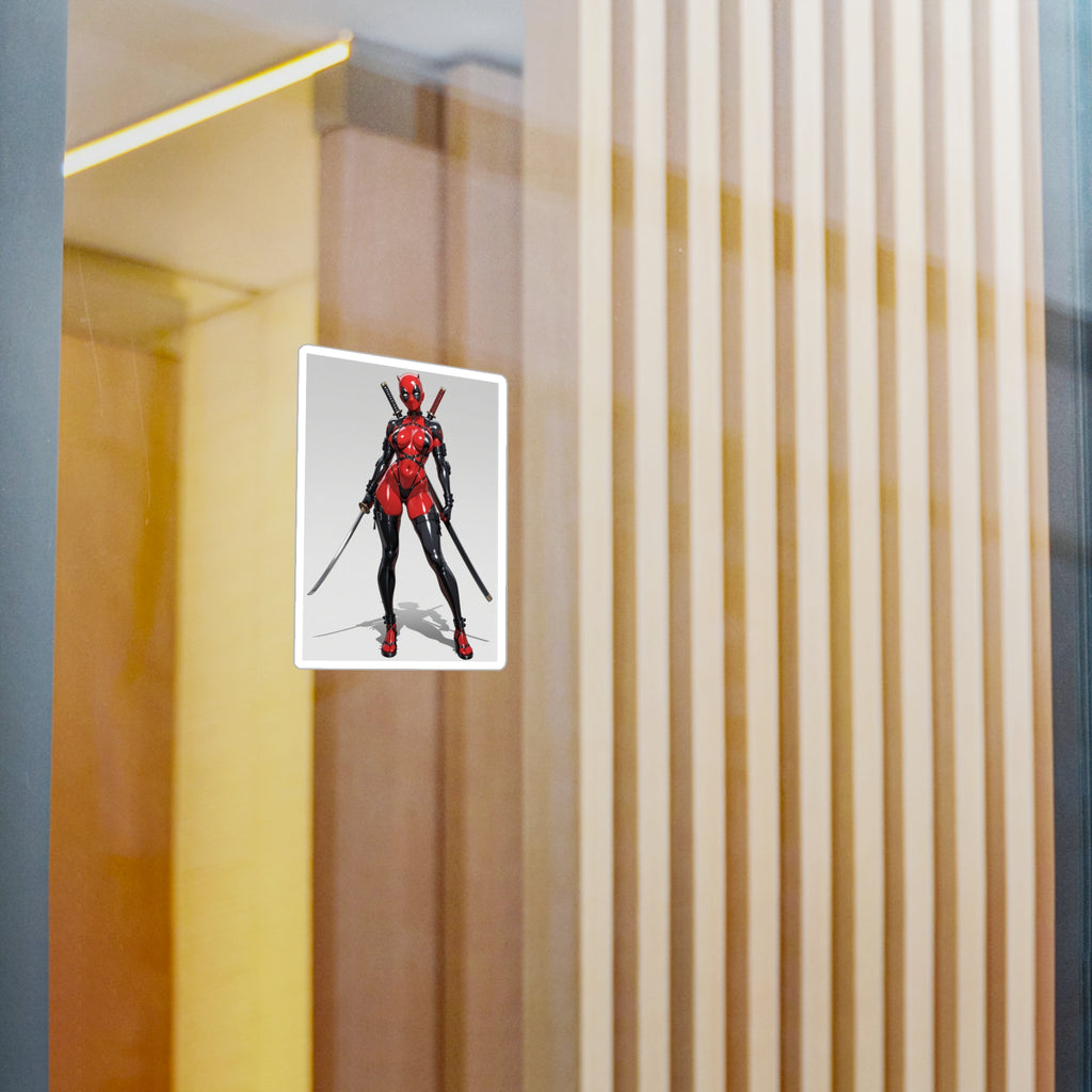 Anime Lady DeadPool Vinyl Sticker - Female Swordswoman Kiss-Cut Decal