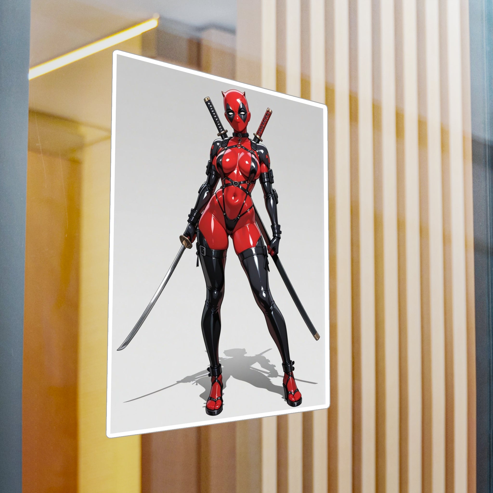 Anime Lady DeadPool Vinyl Sticker - Female Swordswoman Kiss-Cut Decal