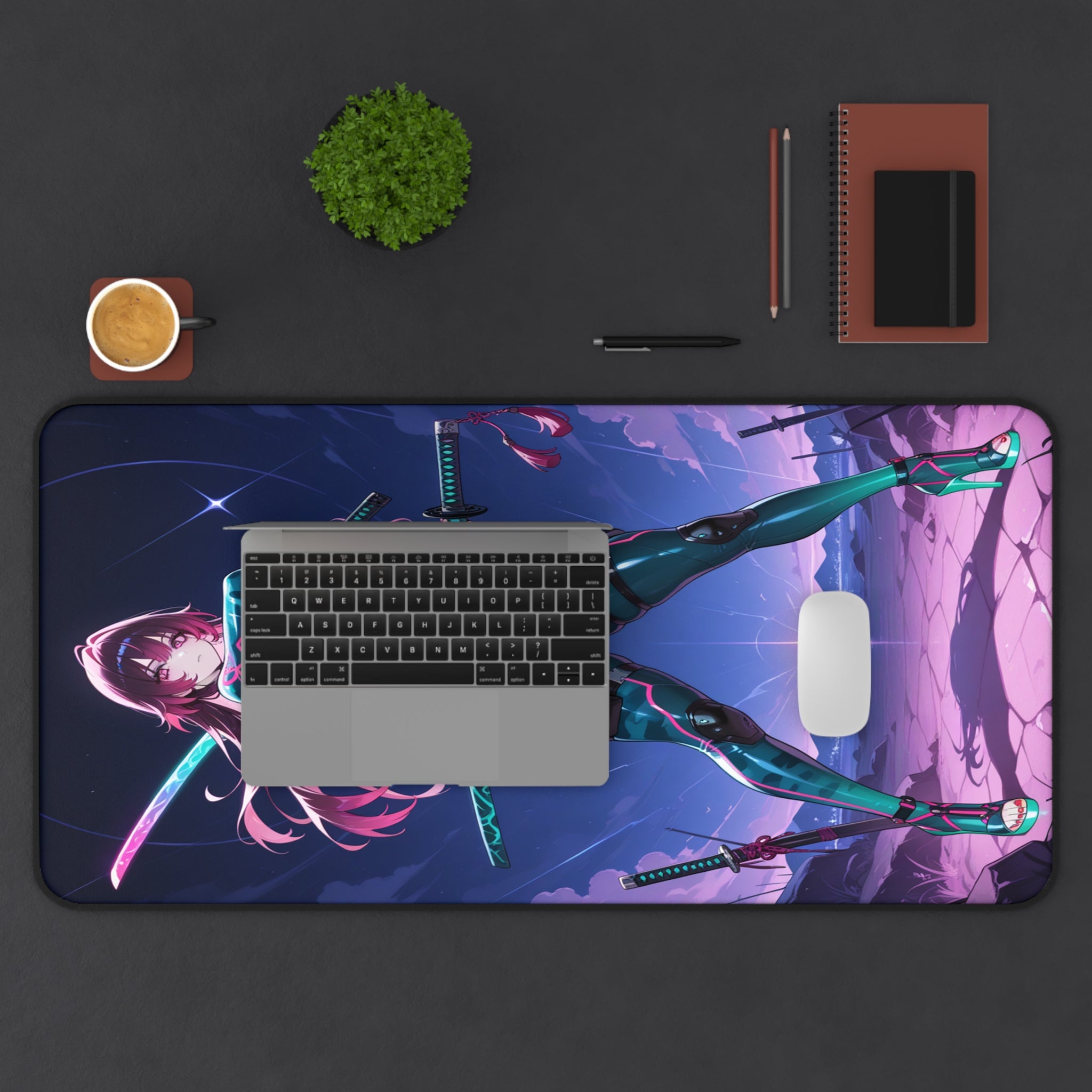 Astra Kurogane Neon Samurai Gaming Desk Mat