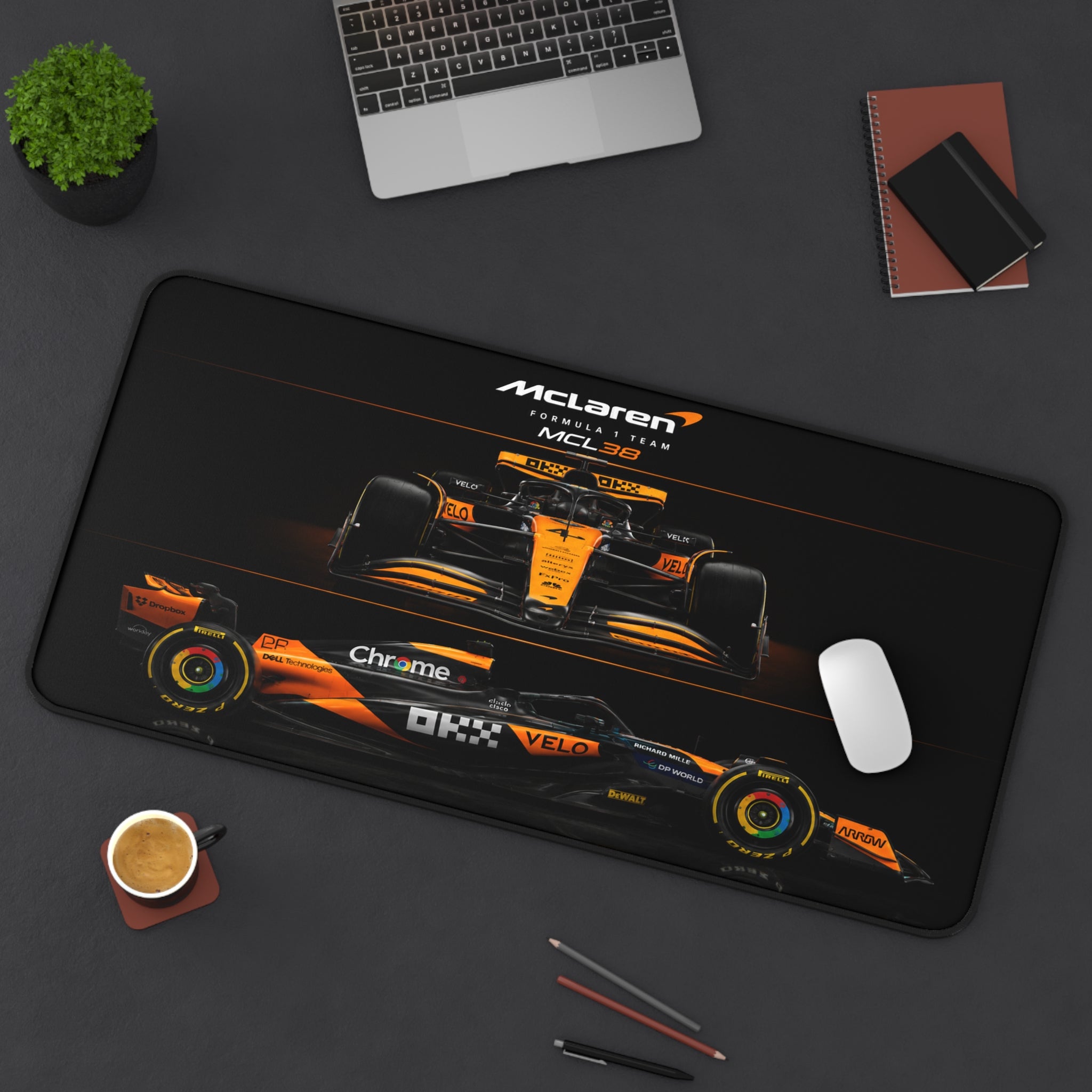 McLaren MCL38 Racing Desk Mat — Formula 1 Car Mouse Pad