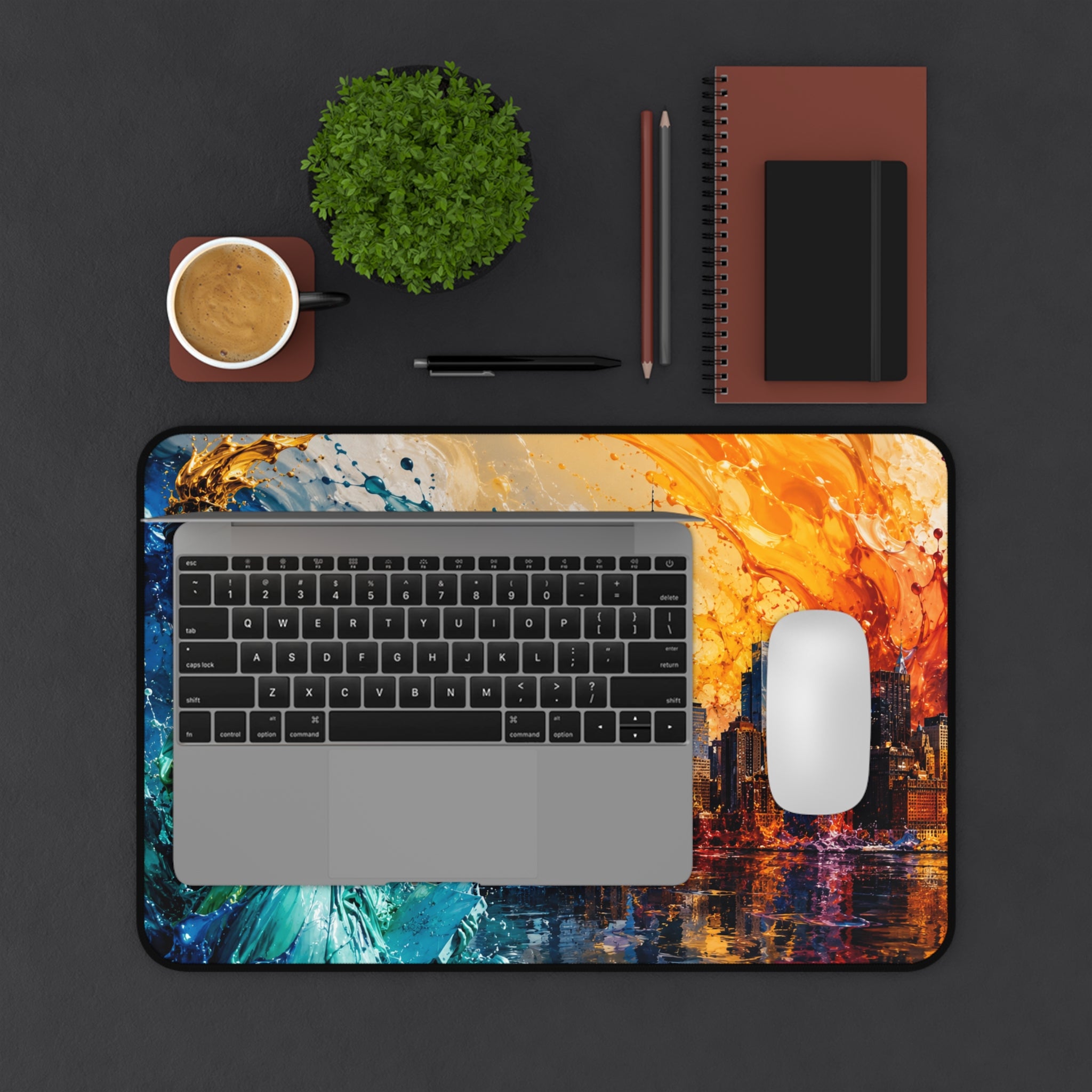 New York City Skyline Splash Desk Mat — Colorful NYC Mouse Pad